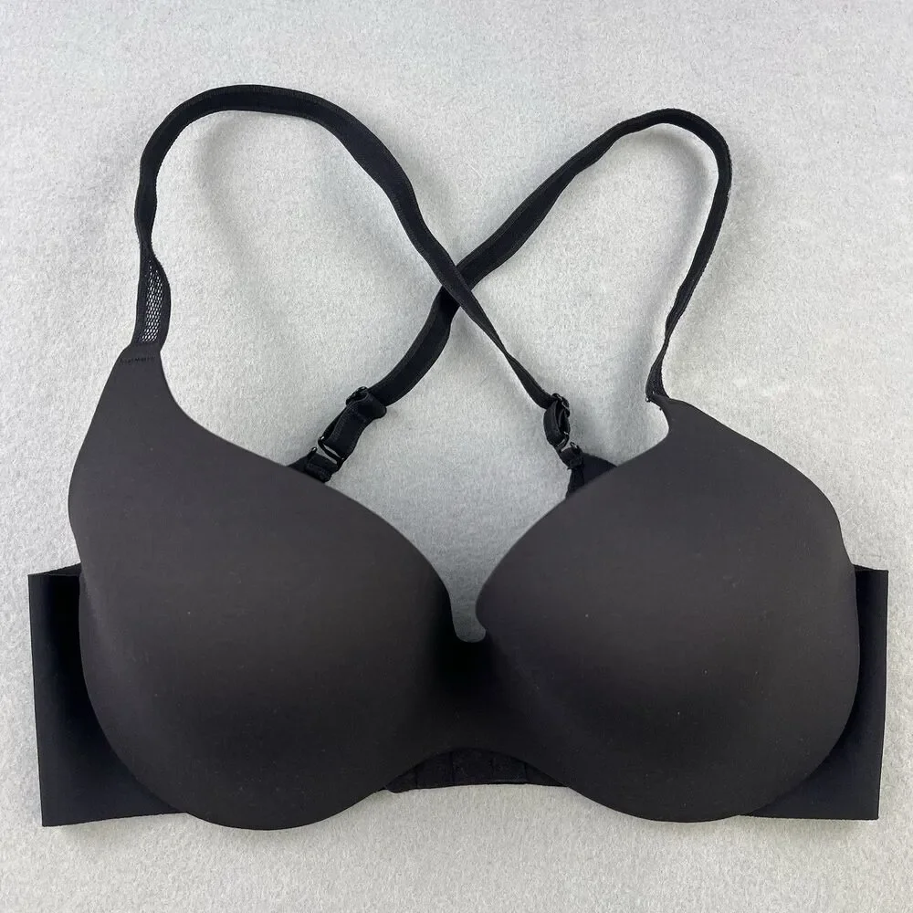 Maidenform T-Shirt Bra Size 34B Black One Fab Fit Underwire Adjustable Comfort